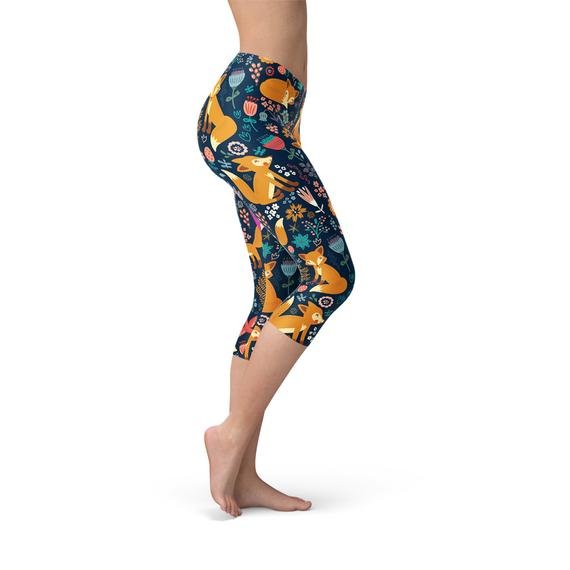 Womens Fox in the Meadows Capri Leggings - Anna's Shop