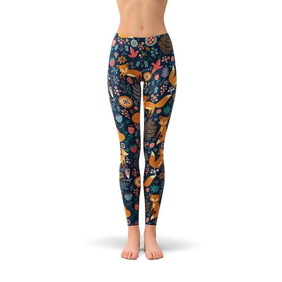 Womens Fox in the Meadows Leggings - Anna's Shop