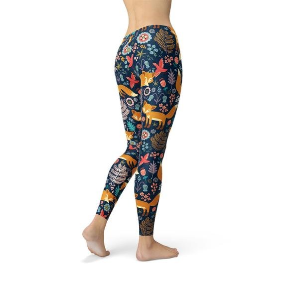 Womens Fox in the Meadows Leggings - Anna's Shop