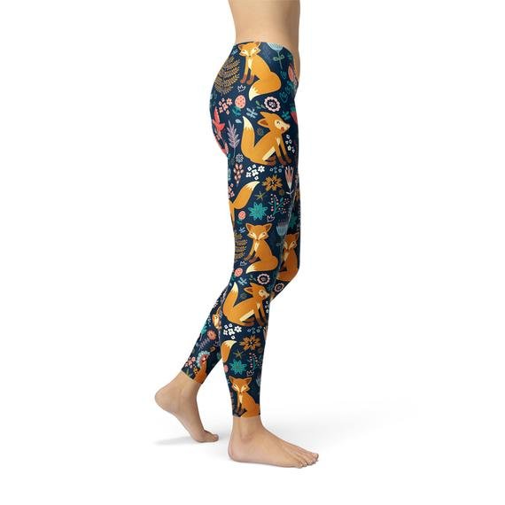 Womens Fox in the Meadows Leggings - Anna's Shop