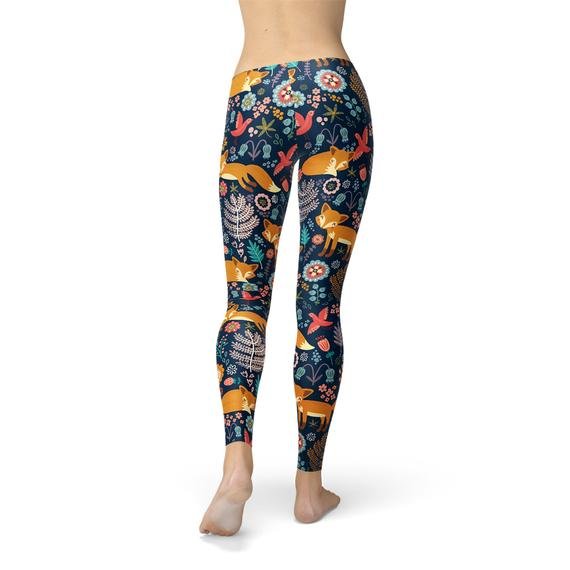 Womens Fox in the Meadows Leggings - Anna's Shop