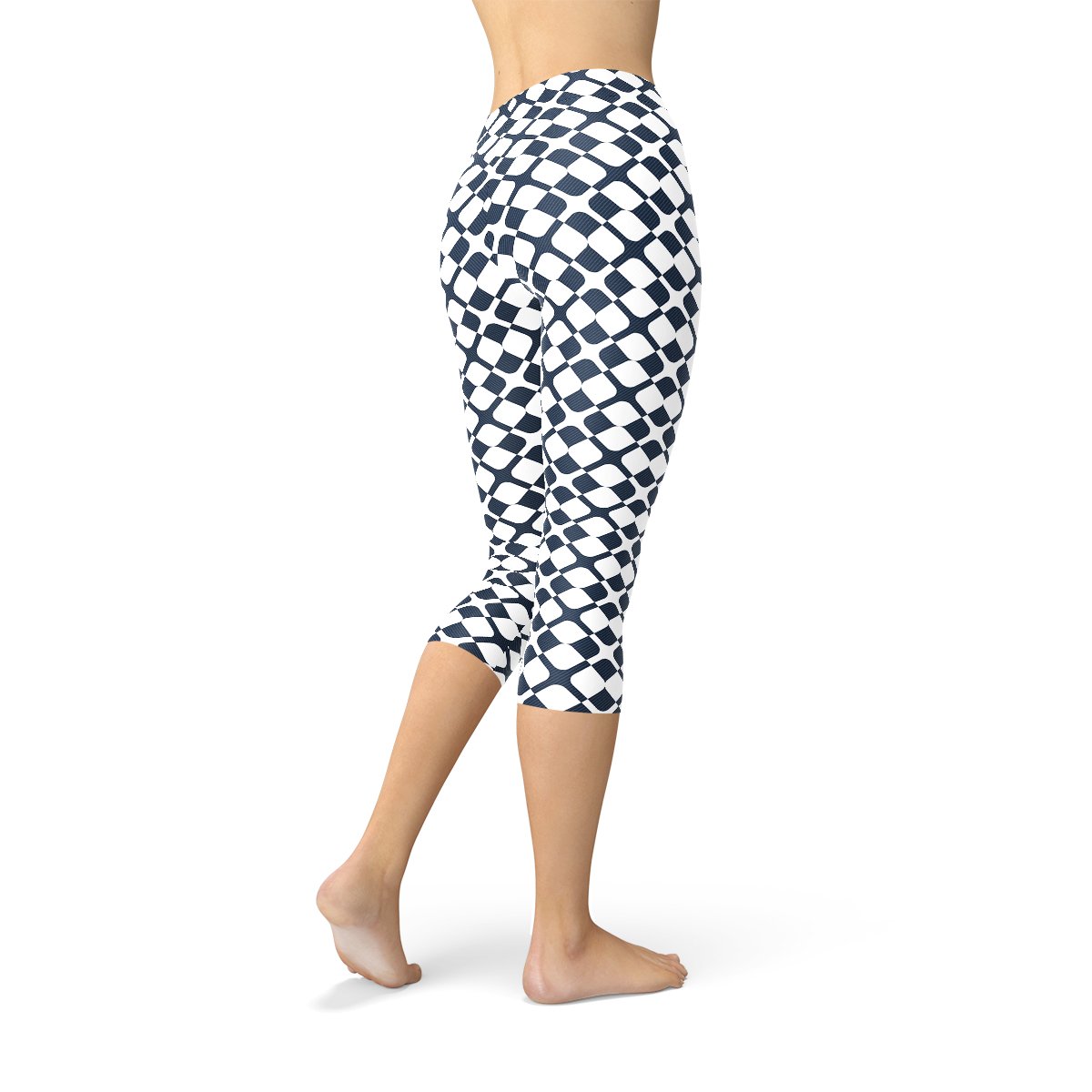 Womens Geometric Blue Tile Capri Leggings - Anna's Shop