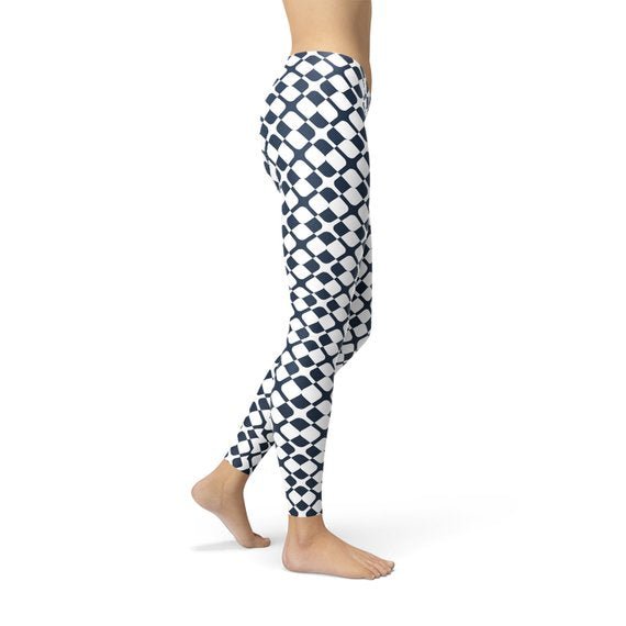 Womens Geometric Blue Tile Leggings - Anna's Shop