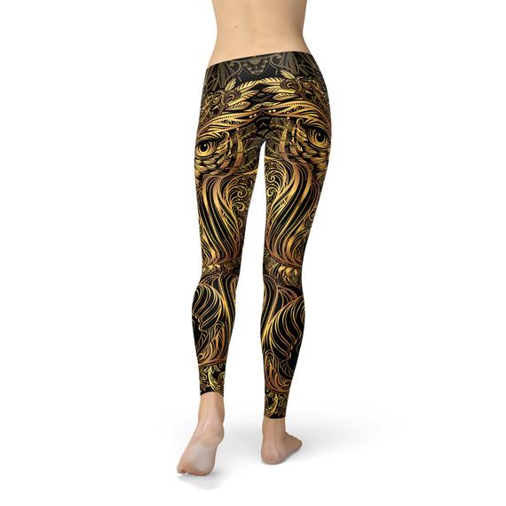 Womens Golden Ornament Owl Leggings - Anna's Shop