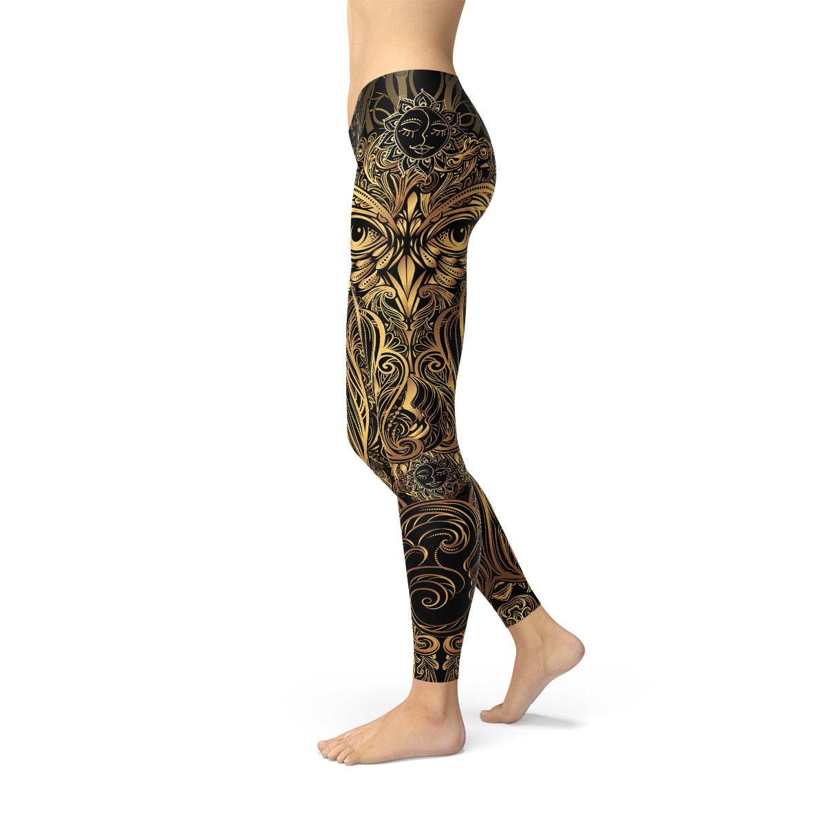 Womens Golden Ornament Owl Leggings - Anna's Shop