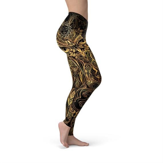 Womens Golden Ornament Owl Leggings - Anna's Shop