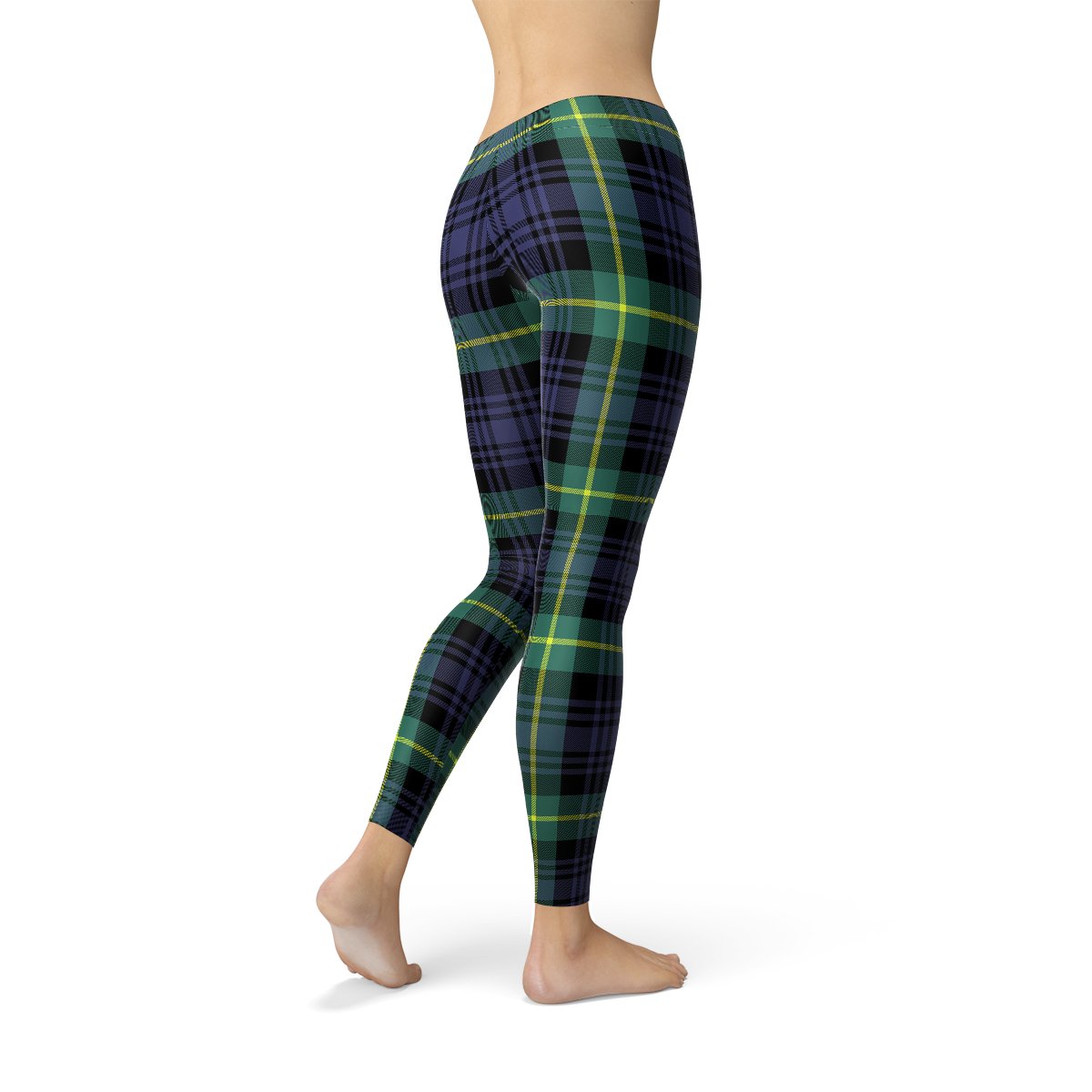 Womens Green and Blue Tartan Leggings - Anna's Shop