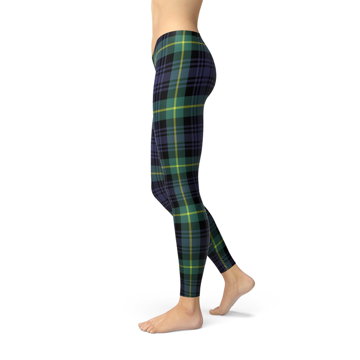 Womens Green and Blue Tartan Leggings - Anna's Shop