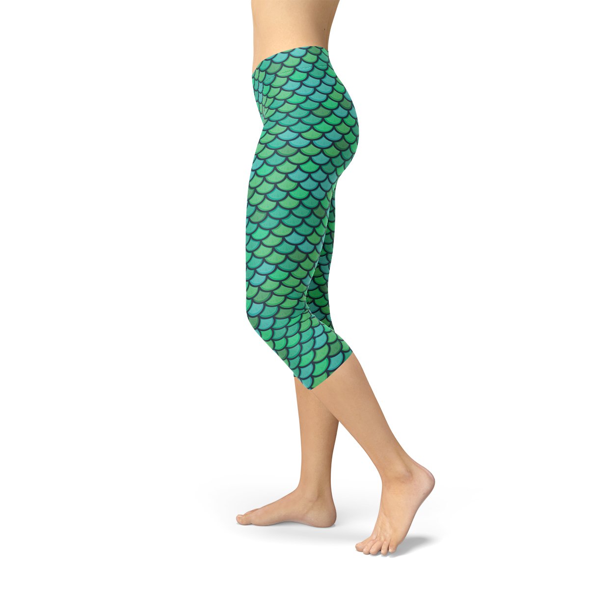 Womens Green Mermaid Capri Leggings - Anna's Shop