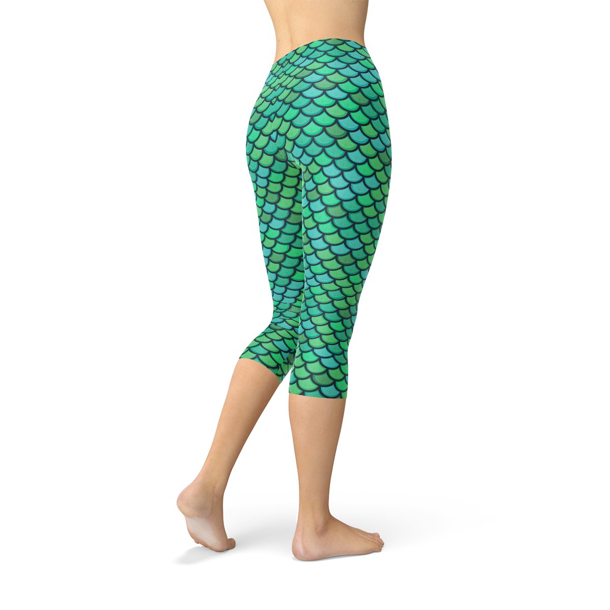 Womens Green Mermaid Capri Leggings - Anna's Shop