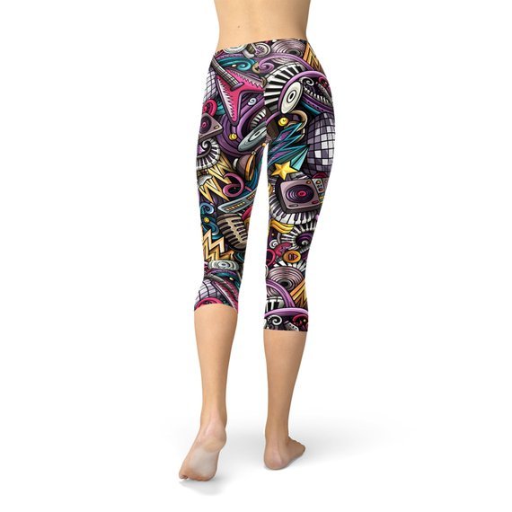 Womens Grunge Rock n Roll Capri Leggings - Anna's Shop