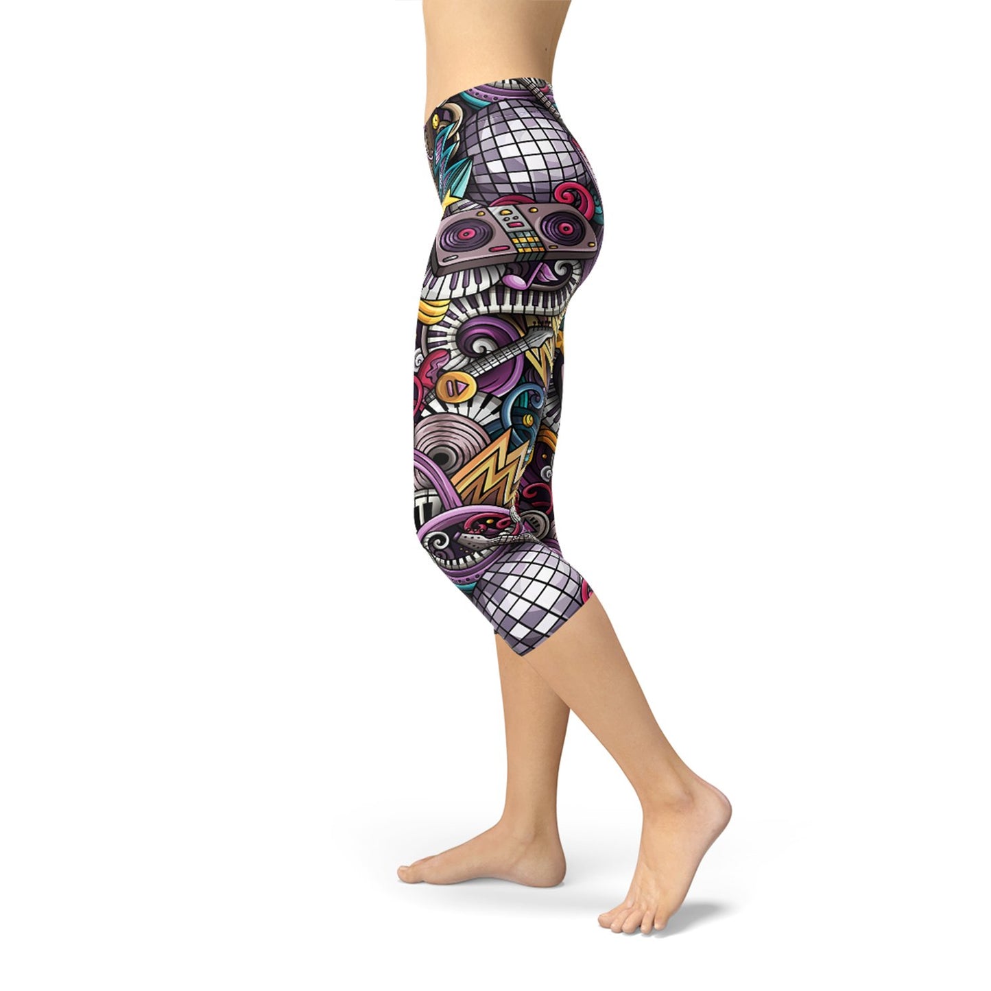 Womens Grunge Rock n Roll Capri Leggings - Anna's Shop