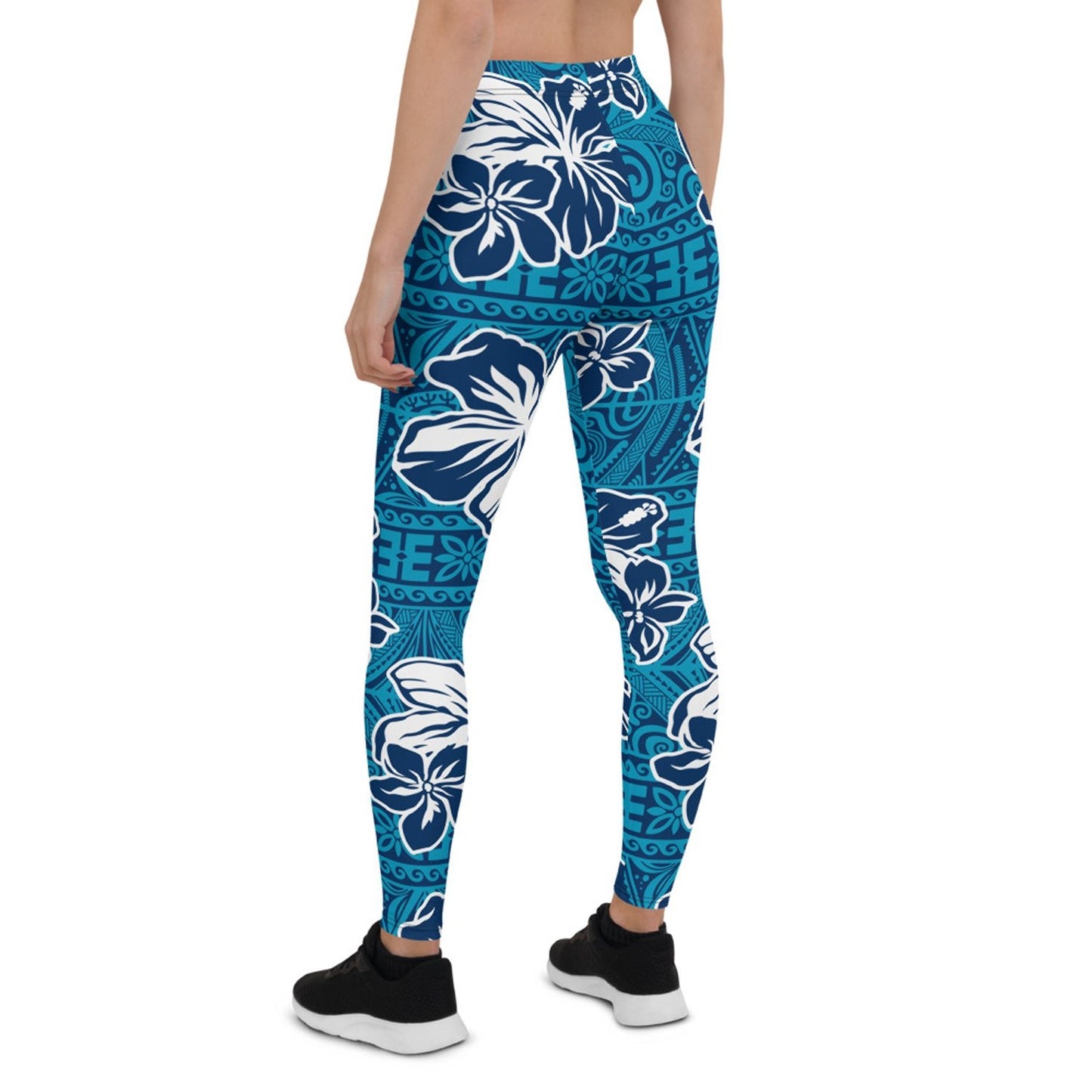 Womens Hawaii Hibiscus Blue Floral Leggings - Anna's Shop