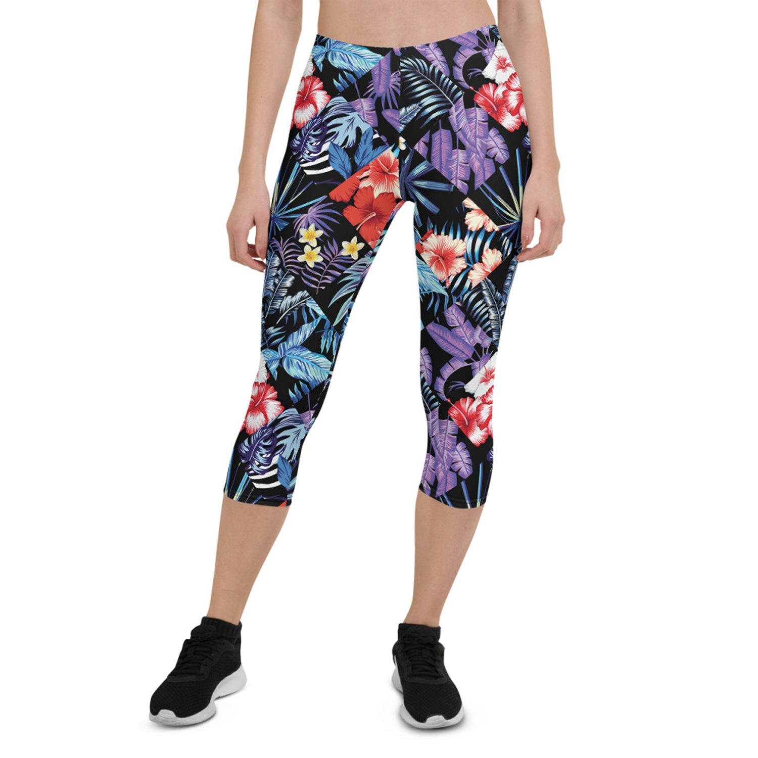 Womens Hawaii Hibiscus Floral Capri Leggings - Anna's Shop