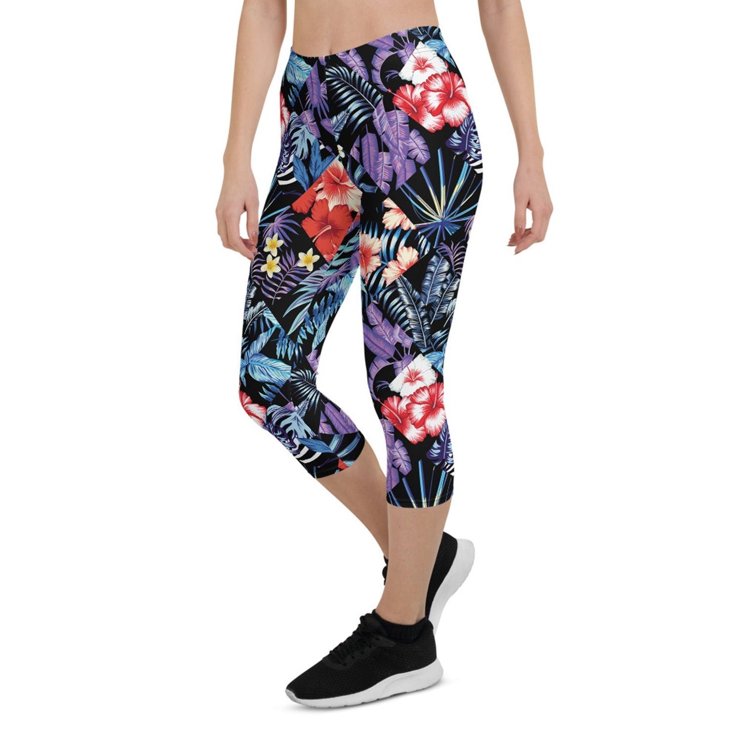 Womens Hawaii Hibiscus Floral Capri Leggings - Anna's Shop