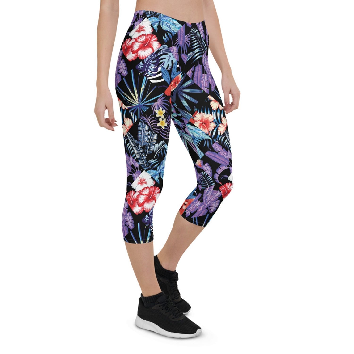 Womens Hawaii Hibiscus Floral Capri Leggings - Anna's Shop