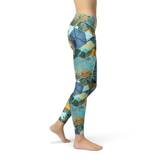 Womens Hexagon Floral Leggings - Anna's Shop