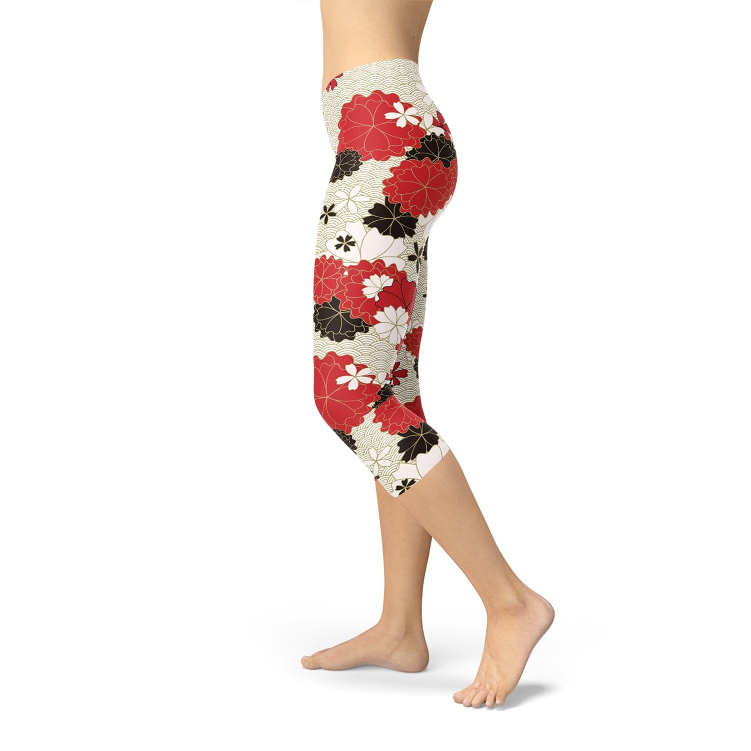 Womens Japanese Cherry Blossom Capri Leggings - Anna's Shop