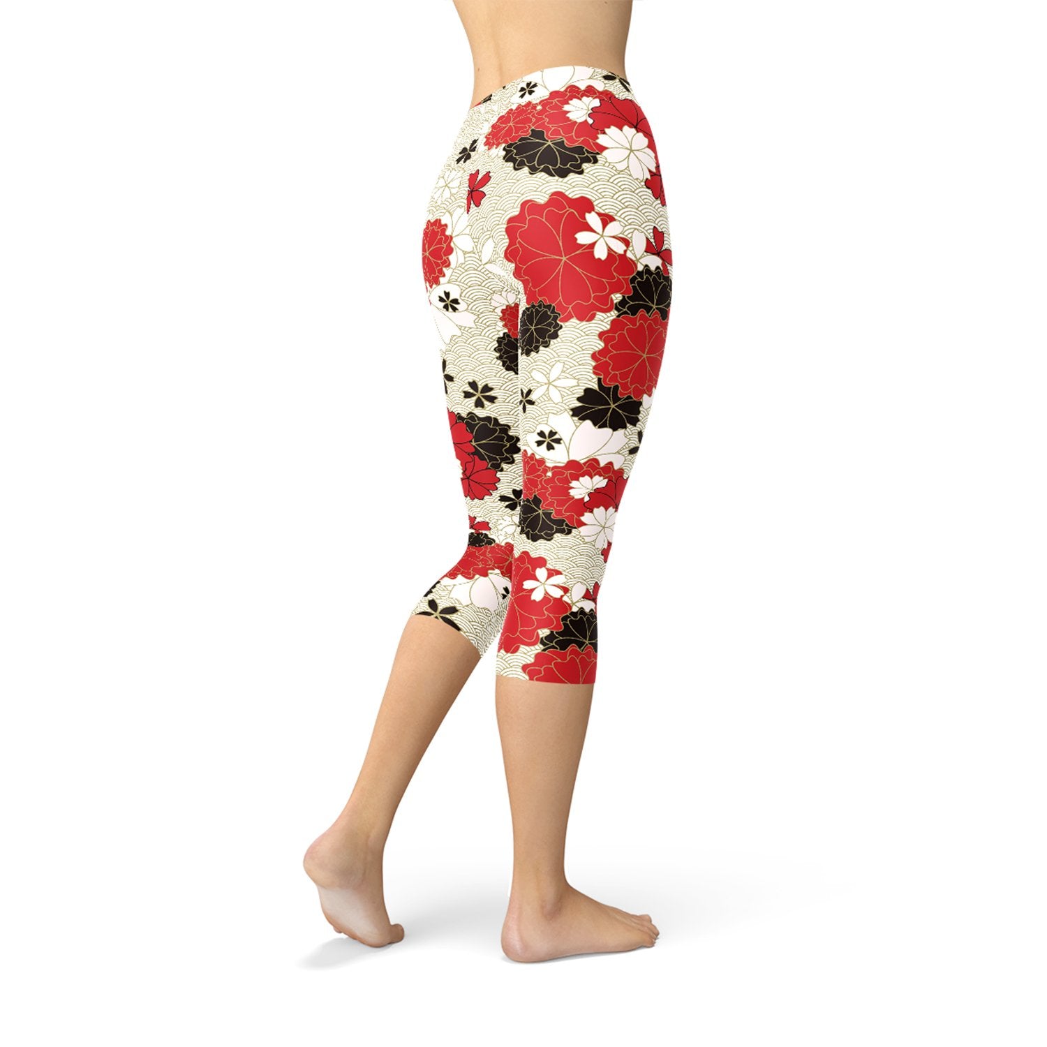 Womens Japanese Cherry Blossom Capri Leggings - Anna's Shop