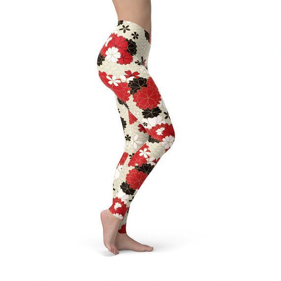 Womens Japanese Cherry Blossom Leggings - Anna's Shop