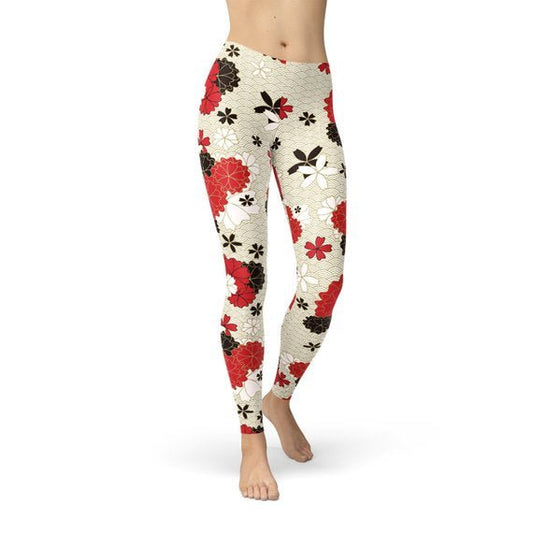 Womens Japanese Cherry Blossom Leggings - Anna's Shop