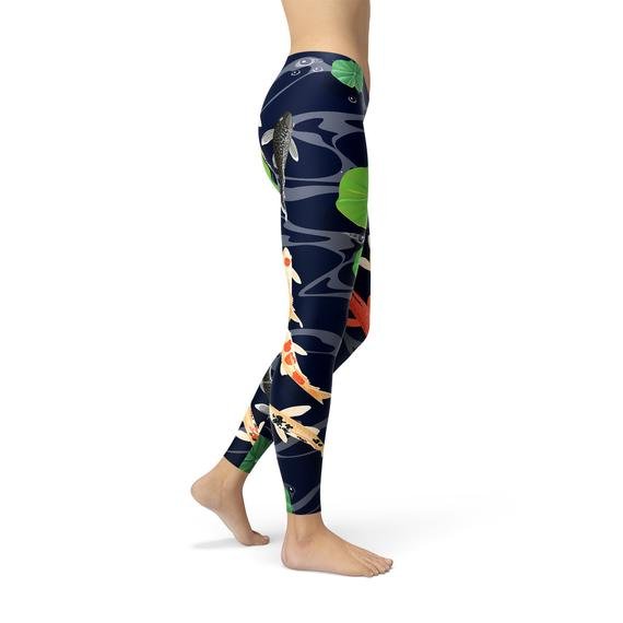 Womens Koi Fish in Pond Leggings - Anna's Shop