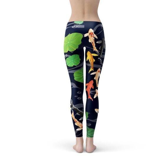 Womens Koi Fish in Pond Leggings - Anna's Shop