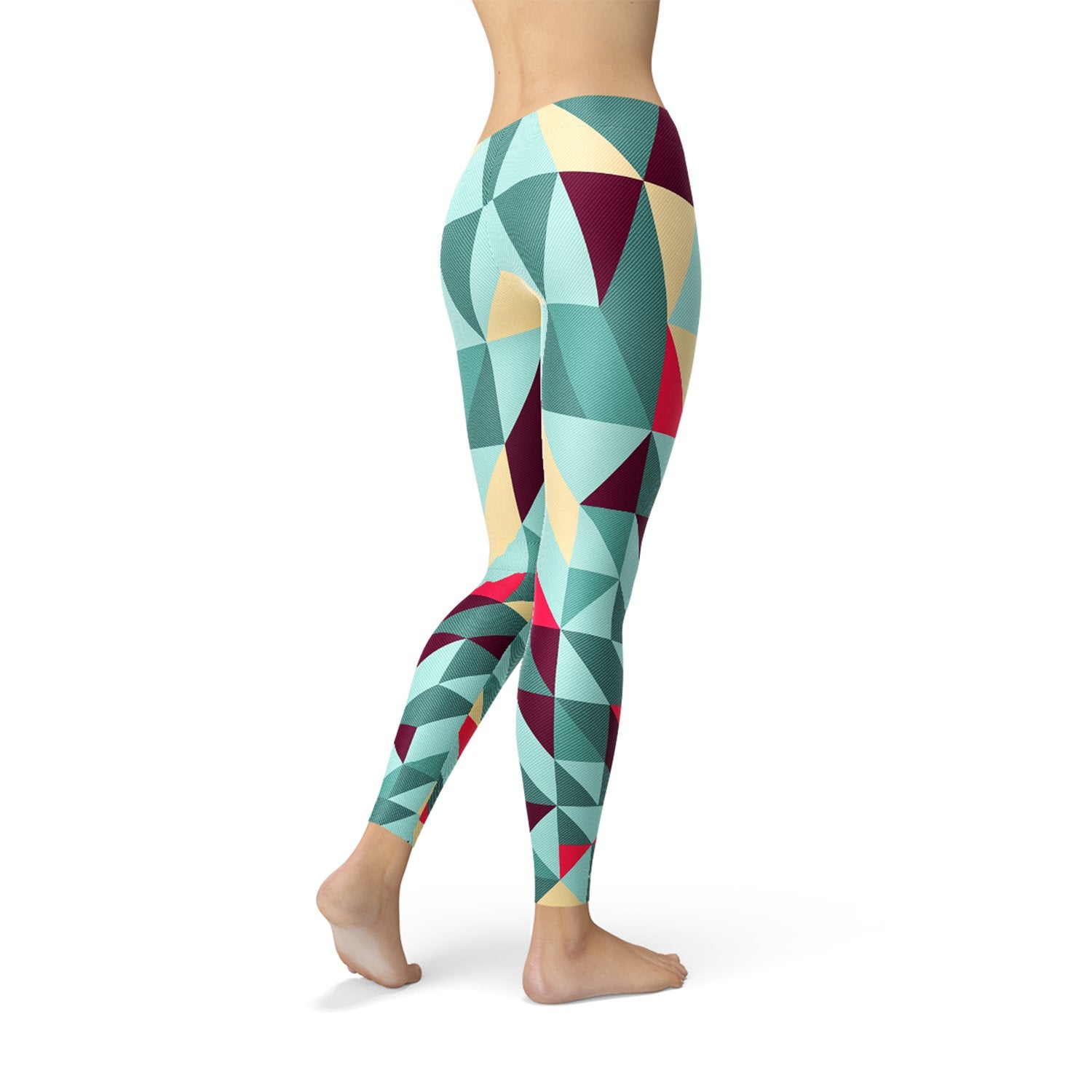 Womens Leggings w/ Colorful Geometric Triangles - Anna's Shop