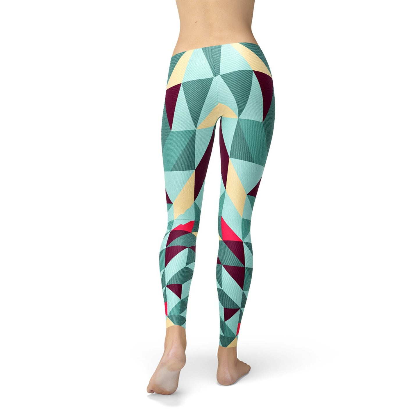 Womens Leggings w/ Colorful Geometric Triangles - Anna's Shop