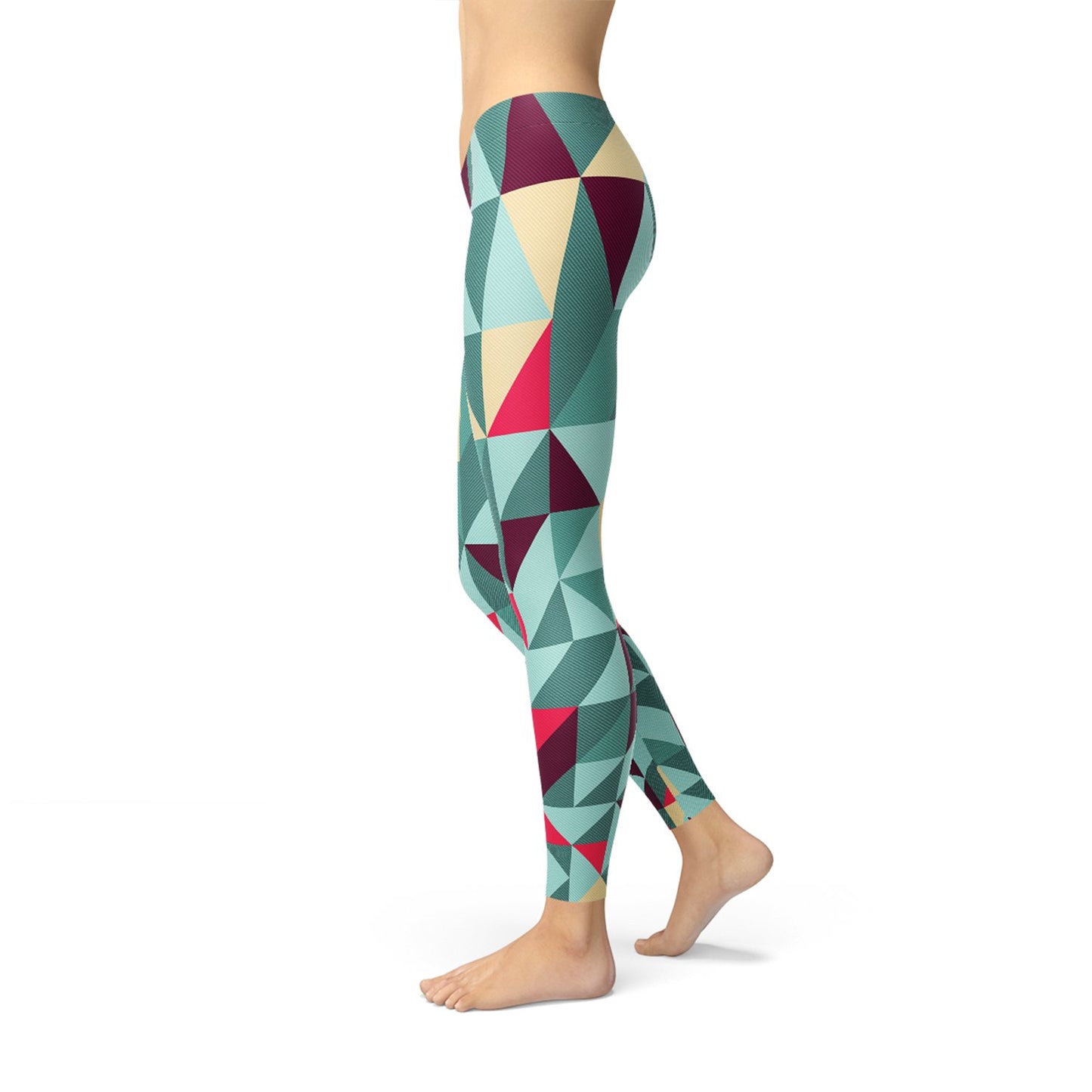 Womens Leggings w/ Colorful Geometric Triangles - Anna's Shop