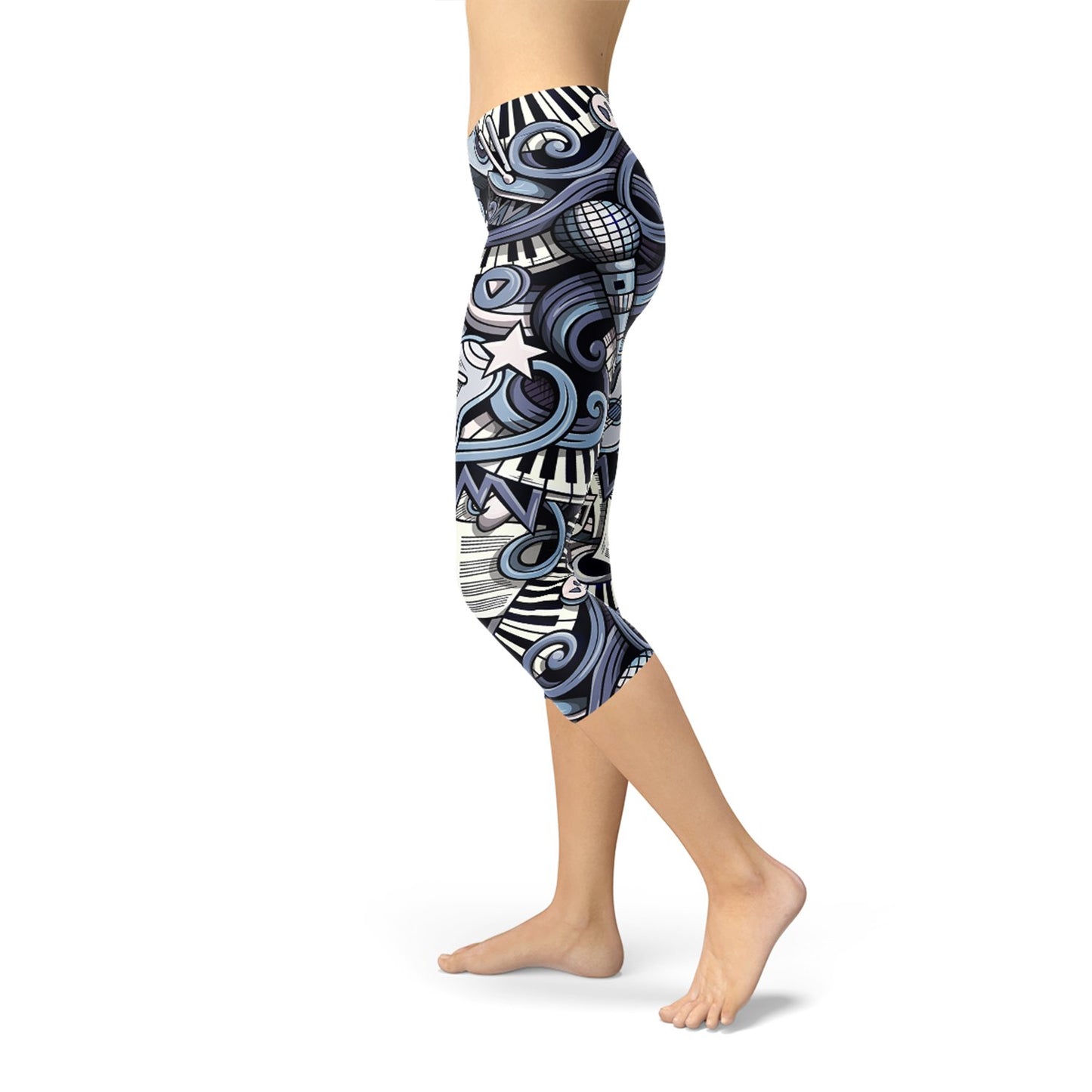 Womens Music Blue Capri Leggings - Anna's Shop