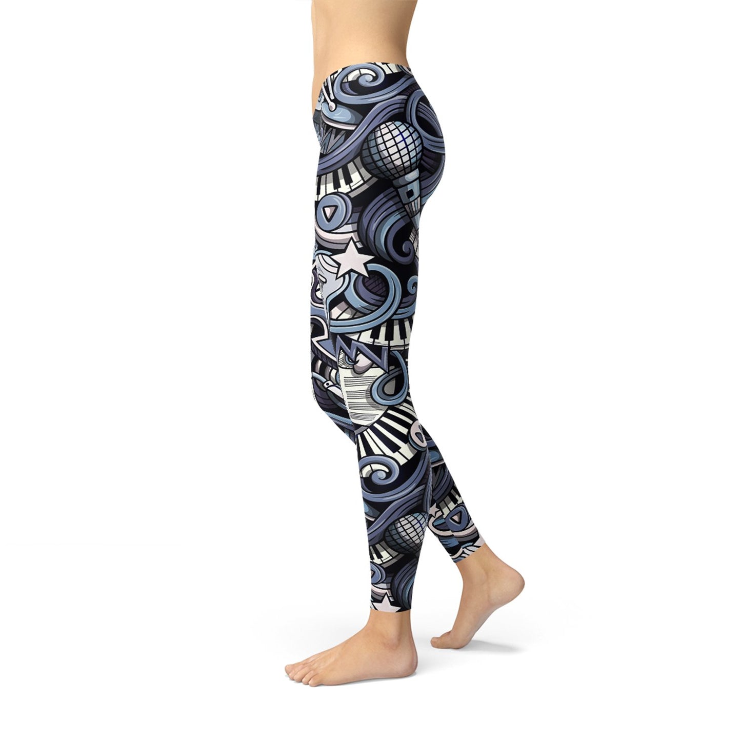 Womens Music Blue Leggings - Anna's Shop