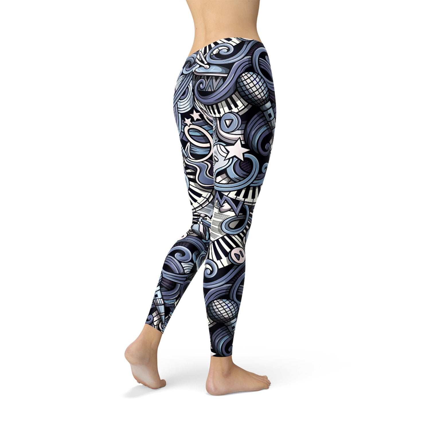 Womens Music Blue Leggings - Anna's Shop