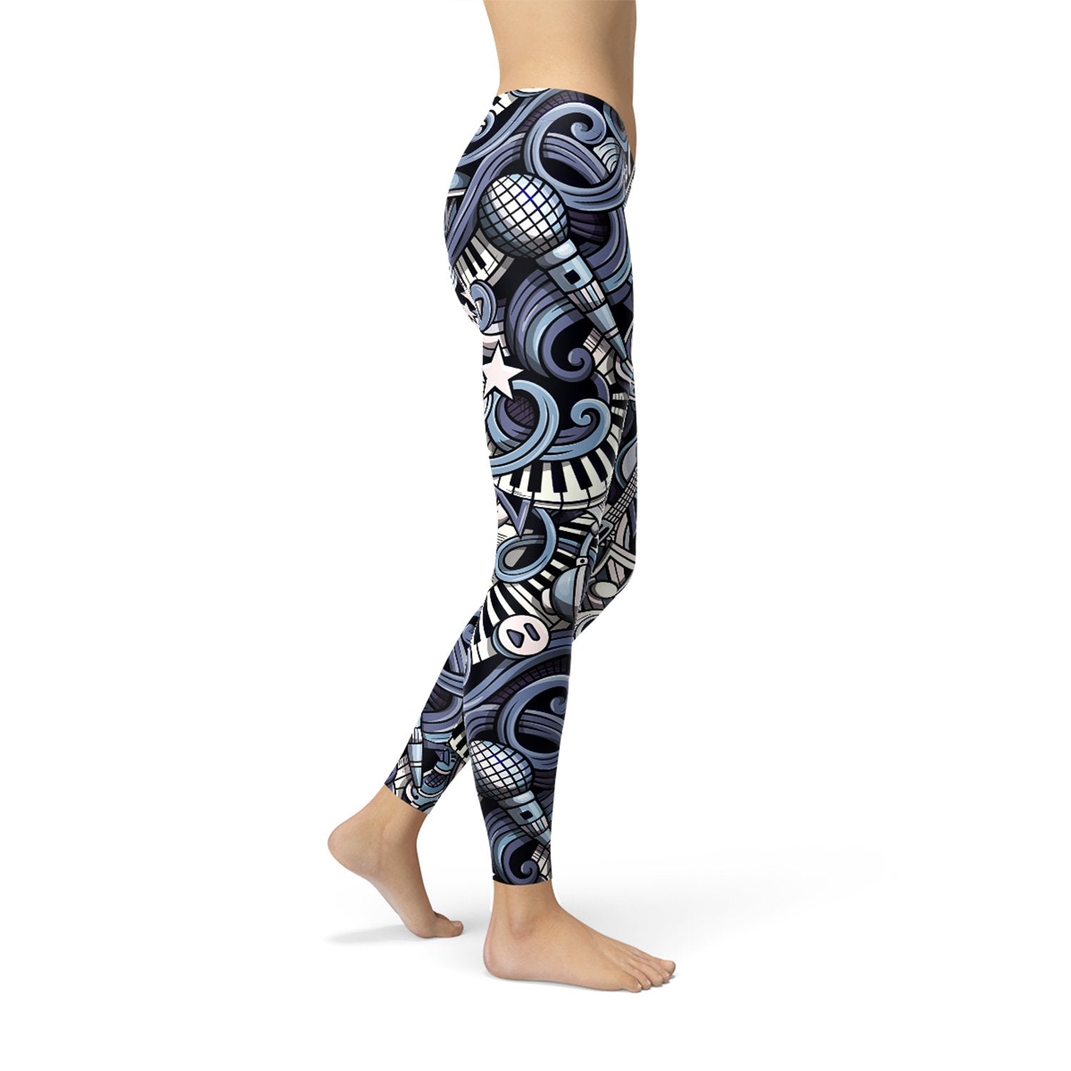 Womens Music Blue Leggings - Anna's Shop