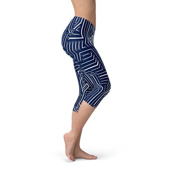 Womens Navy Blue Circuit Capri Leggings - Anna's Shop