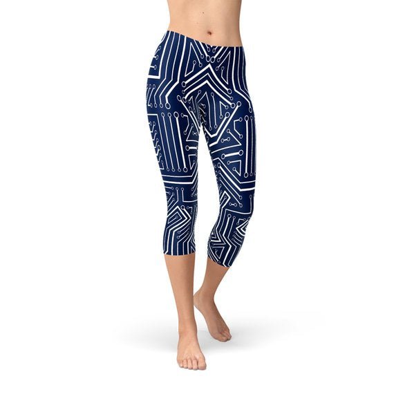 Womens Navy Blue Circuit Capri Leggings - Anna's Shop