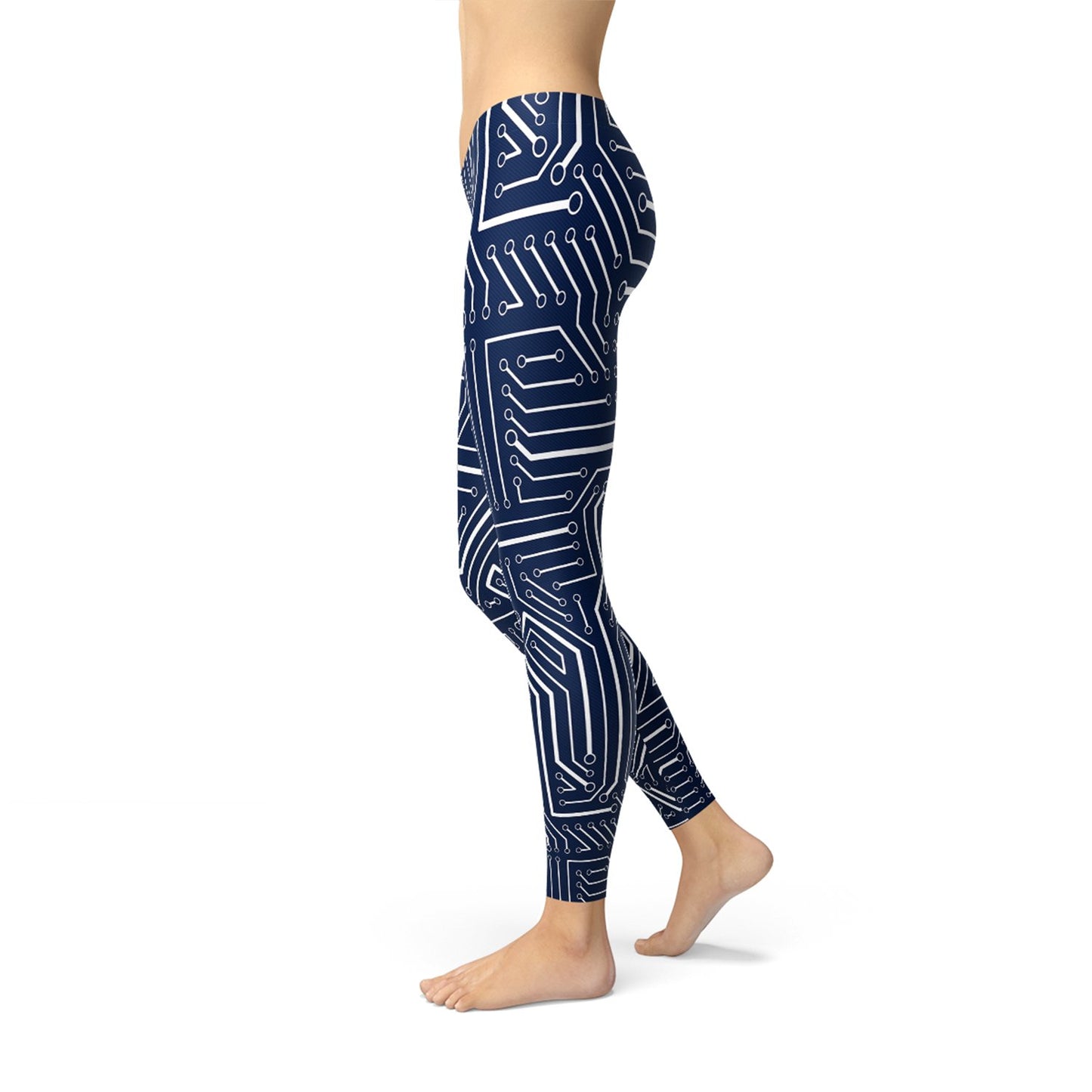 Womens Navy Blue Circuit Leggings - Anna's Shop