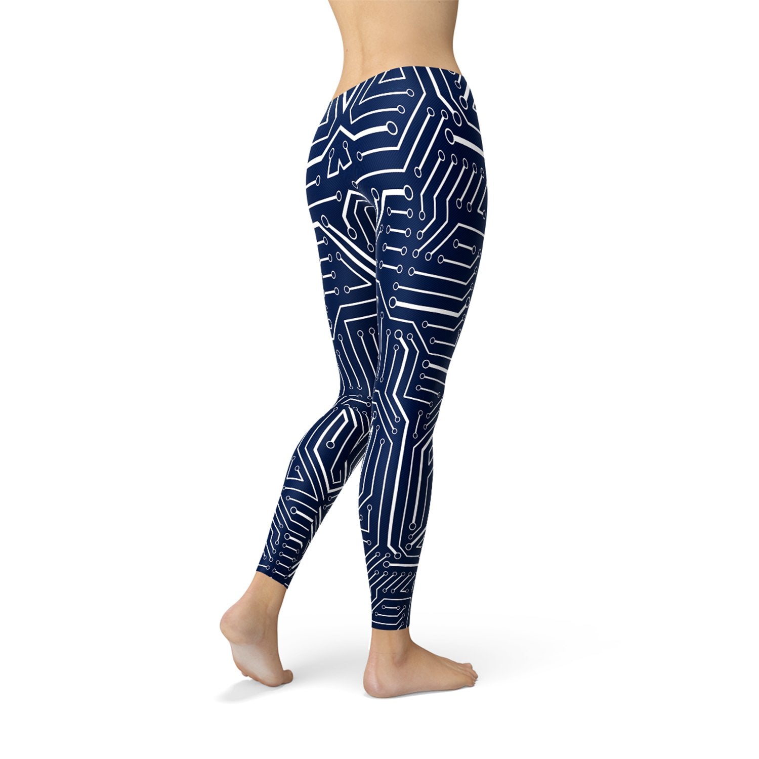 Womens Navy Blue Circuit Leggings - Anna's Shop