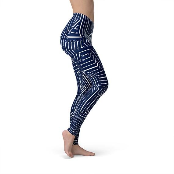 Womens Navy Blue Circuit Leggings - Anna's Shop