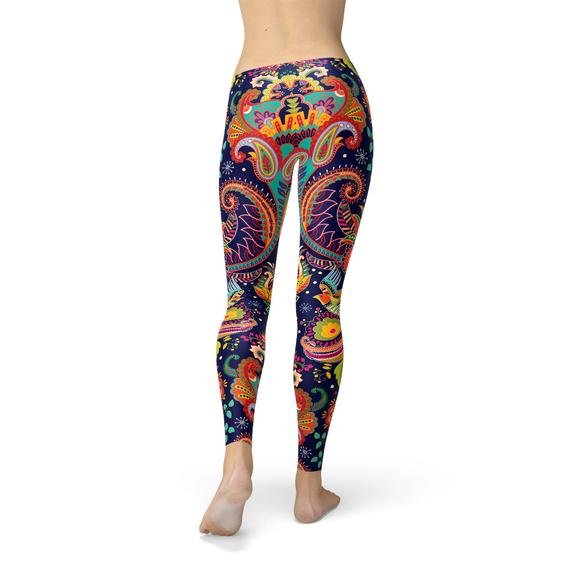 Womens Ornamental Blue Paisley Leggings - Anna's Shop