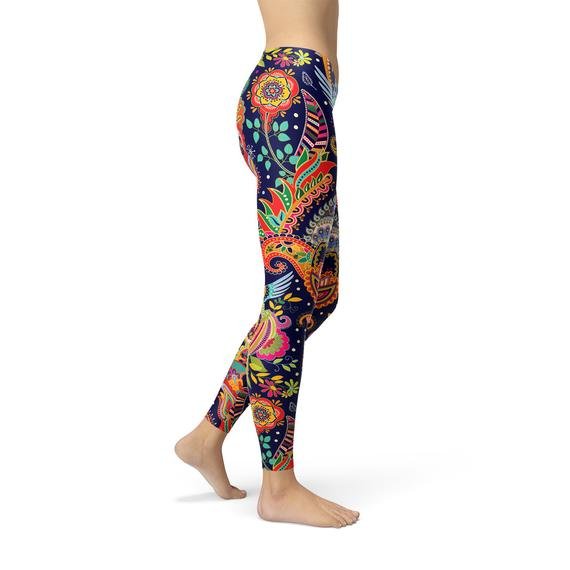 Womens Ornamental Blue Paisley Leggings - Anna's Shop