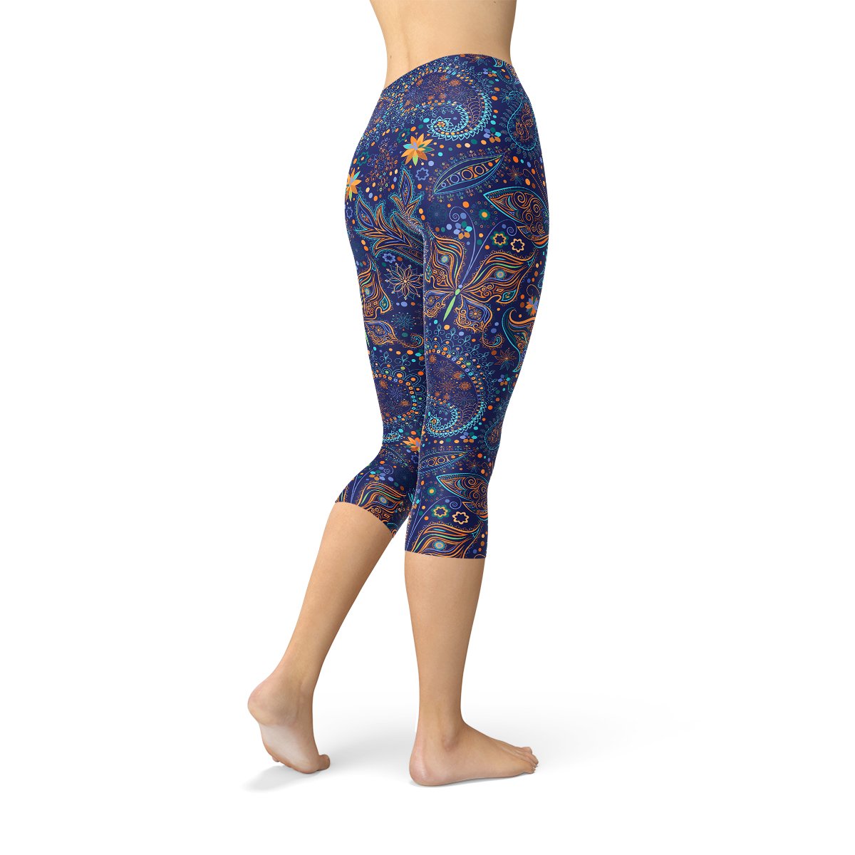 Womens Paisley Butterfly Capri Leggings - Anna's Shop