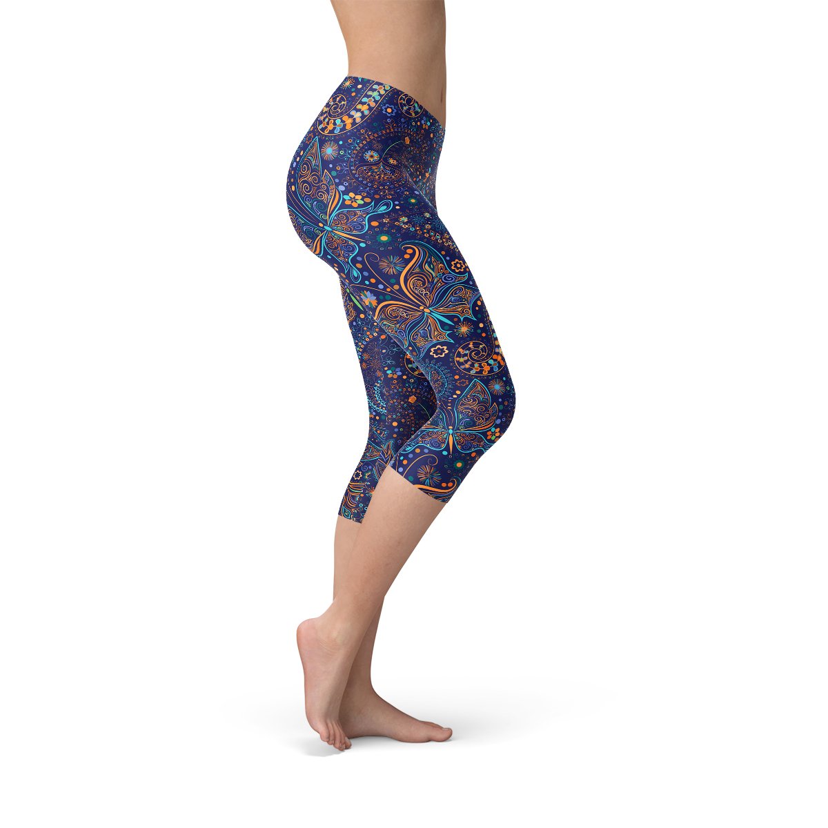 Womens Paisley Butterfly Capri Leggings - Anna's Shop