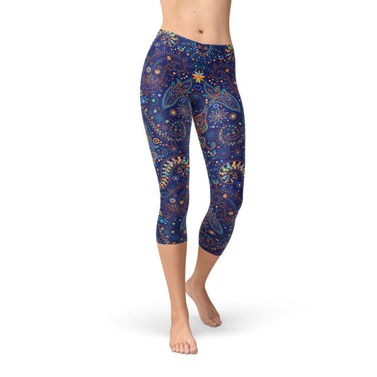 Womens Paisley Butterfly Capri Leggings - Anna's Shop