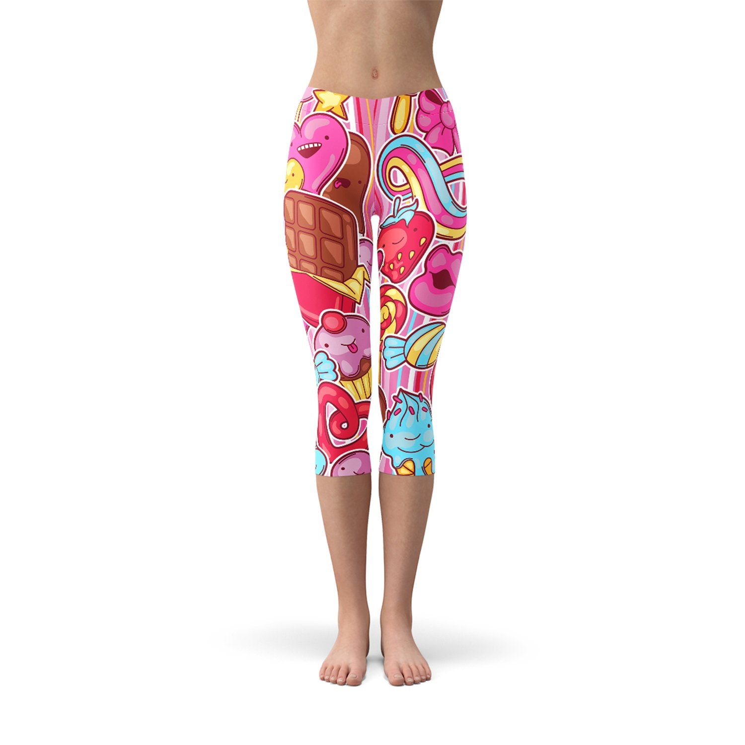 Womens Pink Candy Kawaii Capri Legging - Anna's Shop