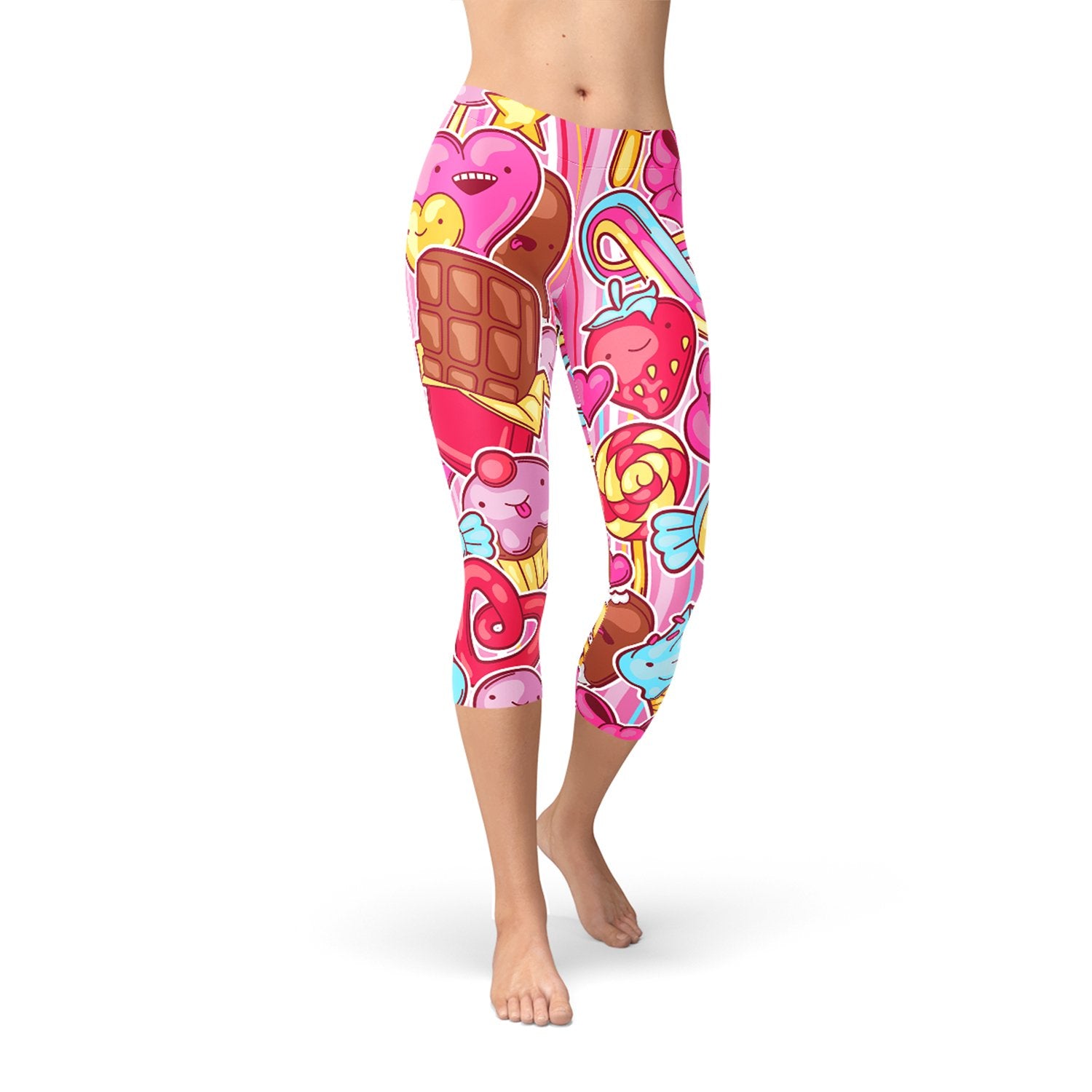 Womens Pink Candy Kawaii Capri Legging - Anna's Shop