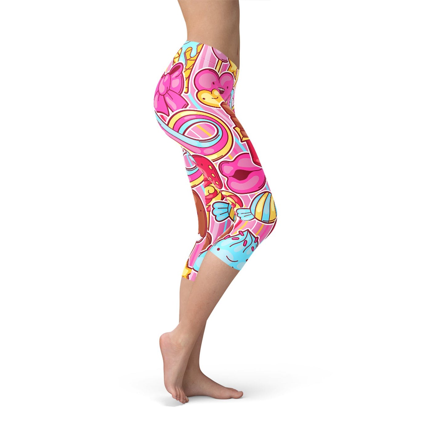 Womens Pink Candy Kawaii Capri Legging - Anna's Shop