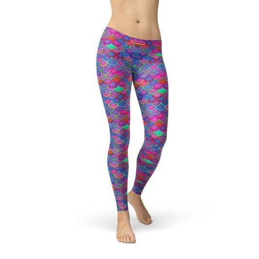 Womens Pink Purple Mermaid Leggings - Anna's Shop