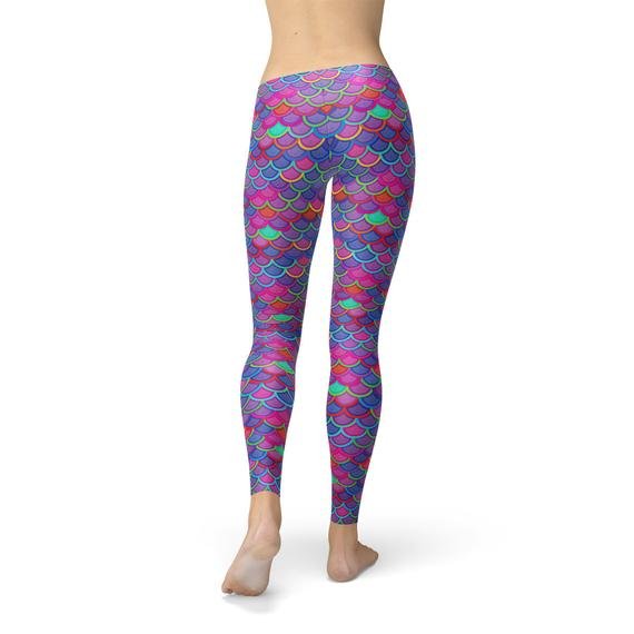 Womens Pink Purple Mermaid Leggings - Anna's Shop