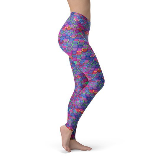 Womens Pink Purple Mermaid Leggings - Anna's Shop